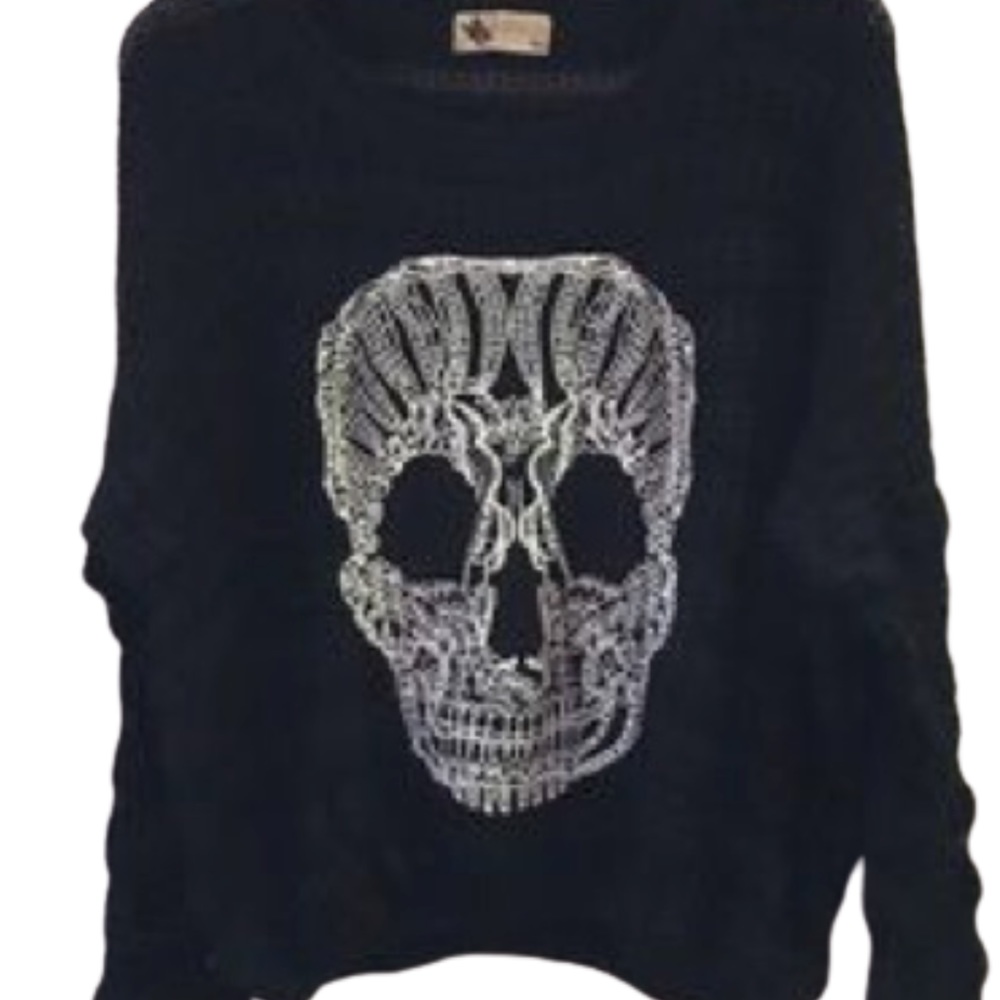 Katsumi LF Black Skull Embroidered Chunky Knit